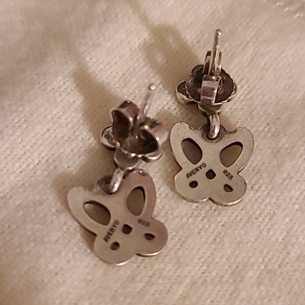 RETIRED James Avery Silver Floral and Butterfly Earrings - Picture 5 of 8